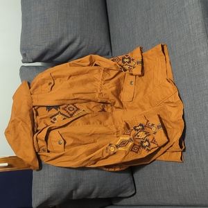 🚨Blu pepper embroidered mustard jacket sz lrg
